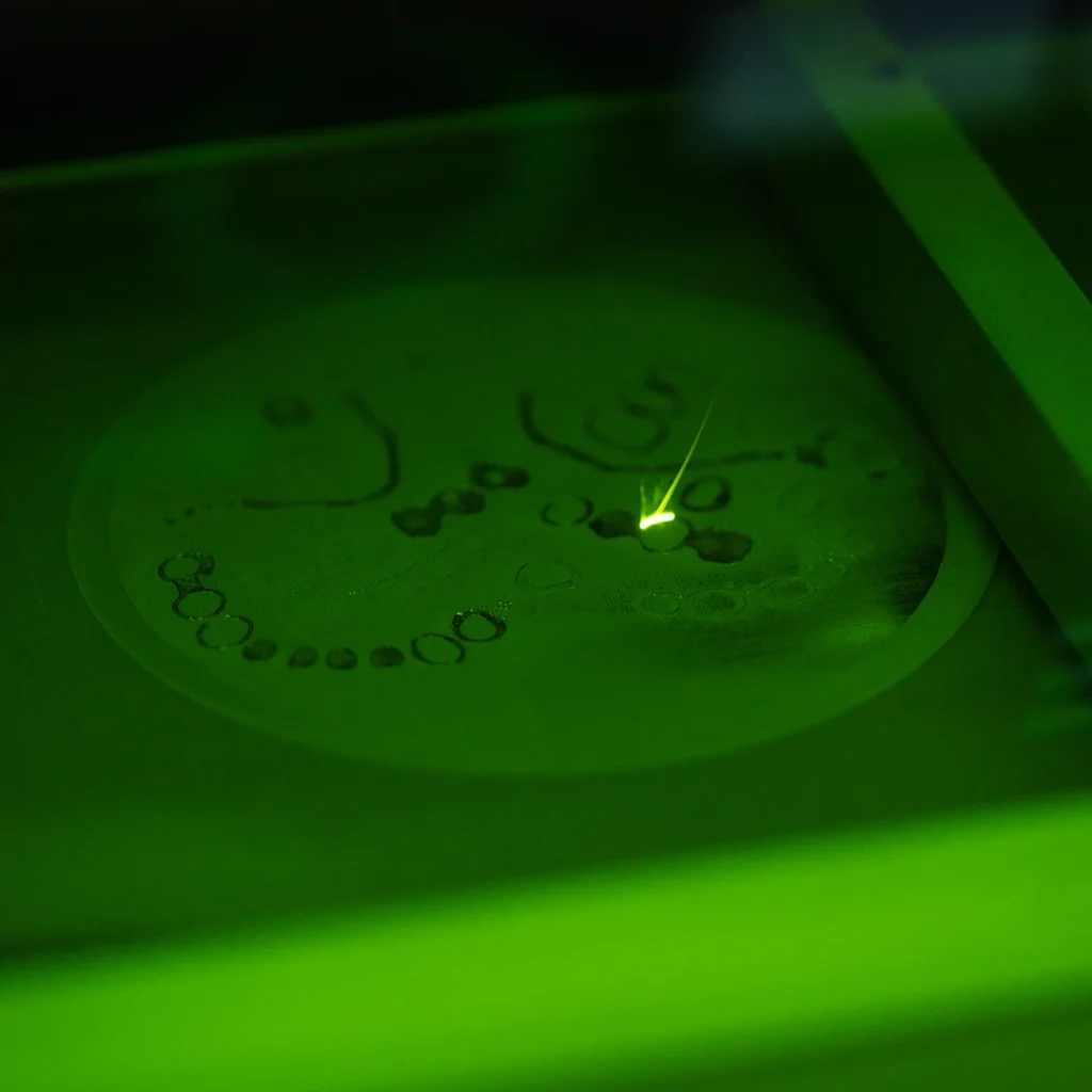 LPBF laser process inside a metal 3D printing system